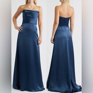 NWOT Amsale Jara Strapless formal gown French Blue sz 10